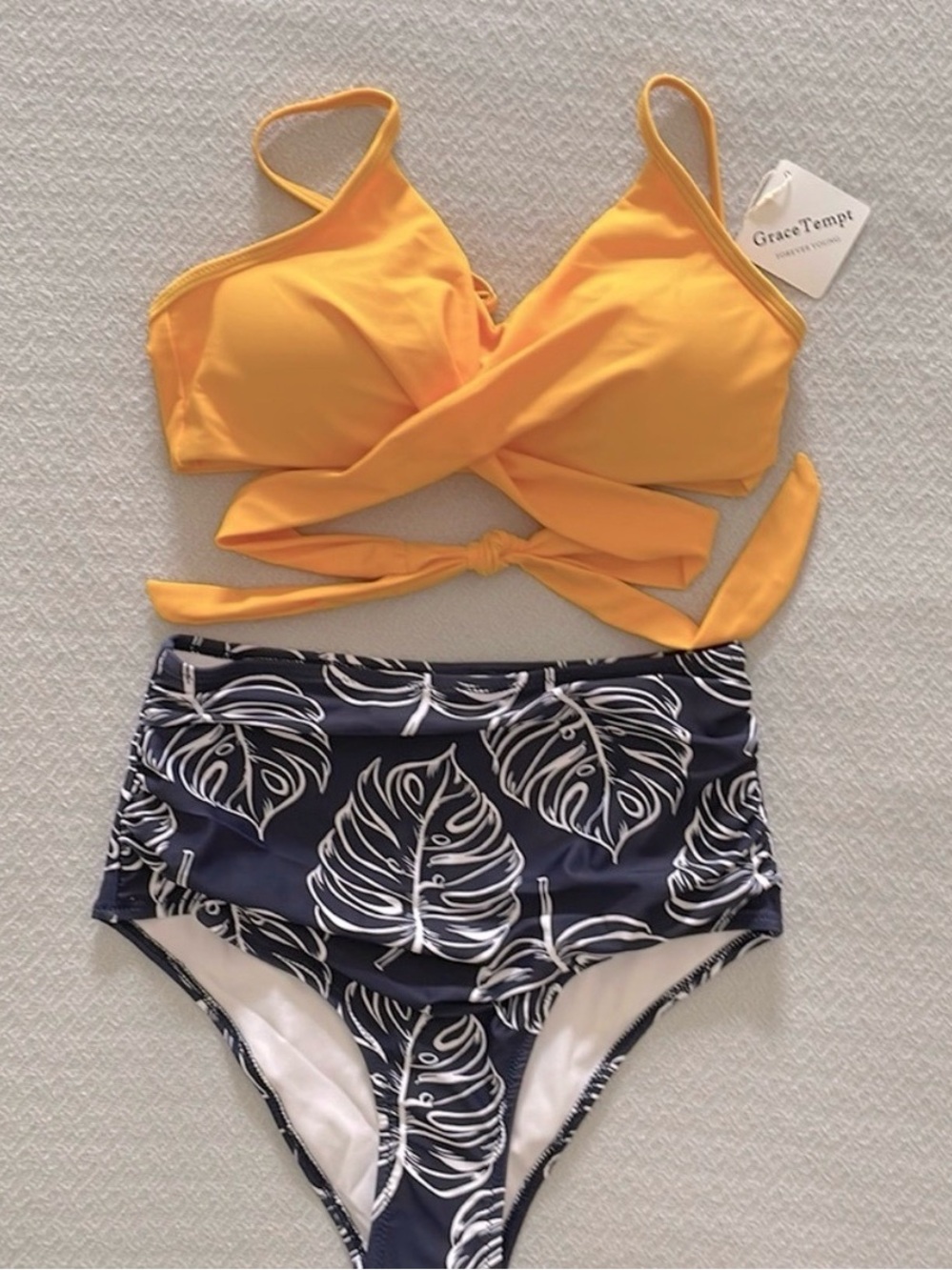 NWT High-Waisted Wrap Top/ Bottoms Bikini 2-pc